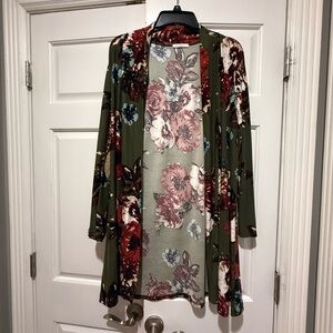 Floral Open Front Cardigan